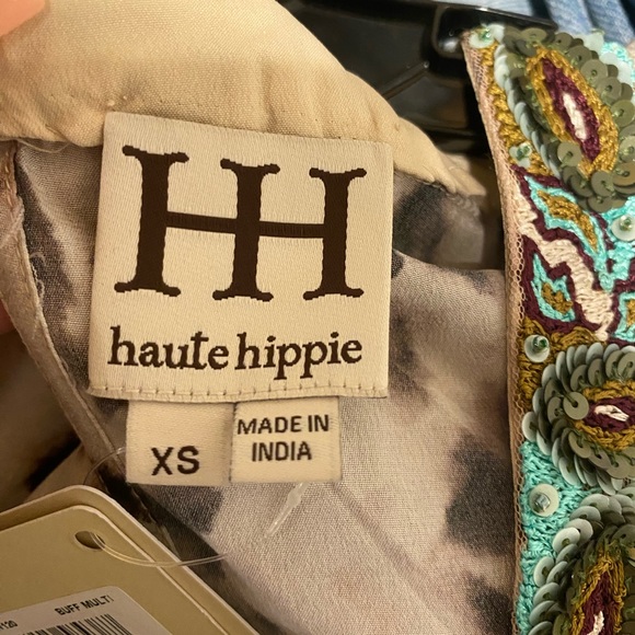 Haute Hippie XS handcrafted blue bead embellished dress - Picture 9 of 16